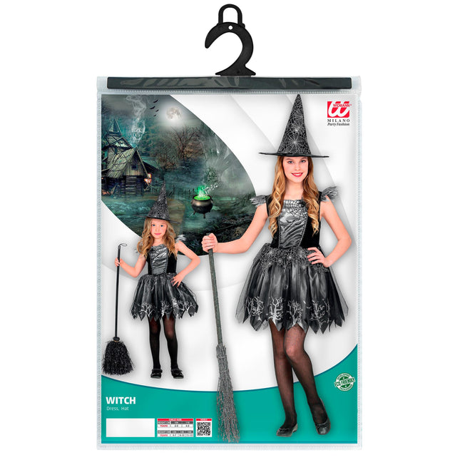 Costume de sorcière Noir Argent Fille