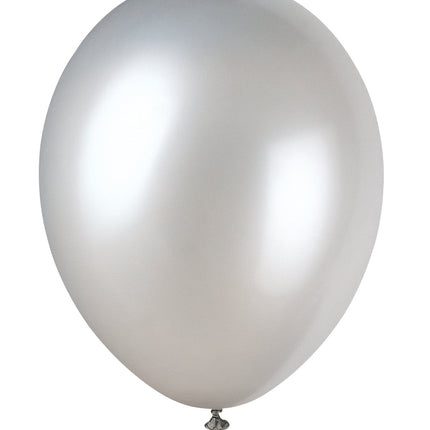 12" Ballons de baudruche nacrés Premium, 8ct - Shimmer Silver