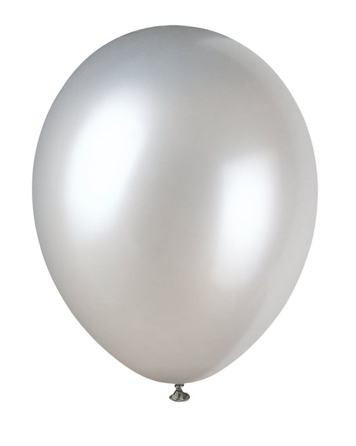 12" Ballons de baudruche nacrés Premium, 8ct - Shimmer Silver