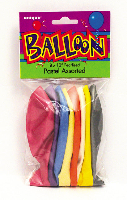 12" Ballons de baudruche perlés Premium, 8ct - Assortis Pastel