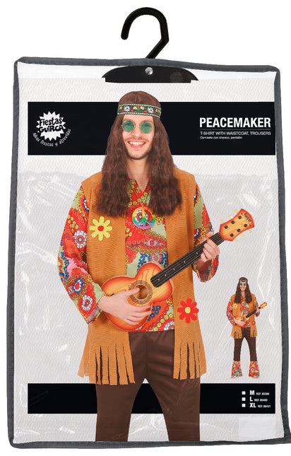 Costume Hippie 60S Homme coloré avec gilet marron