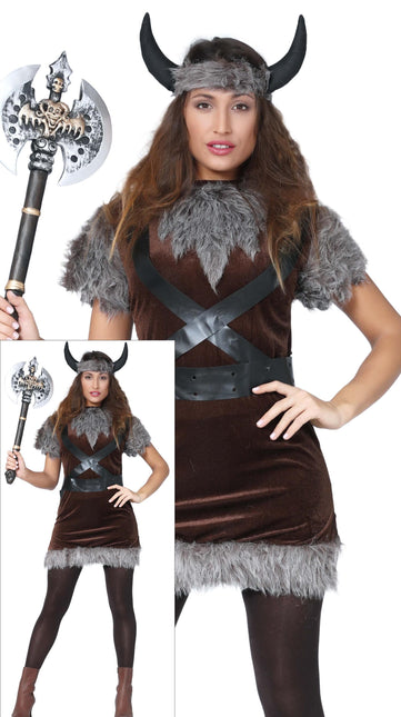 Costume de viking Marron Gris Dames