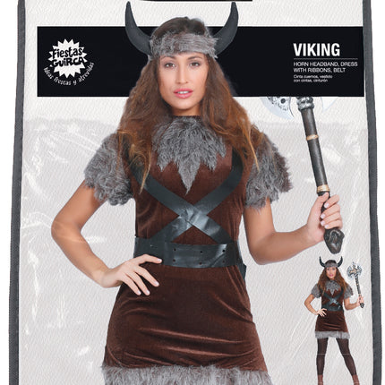 Costume de viking Marron Gris Dames