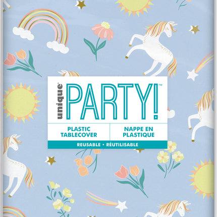 Dainty Unicorn Rectangular Plastic Table Cover 54" x 84"