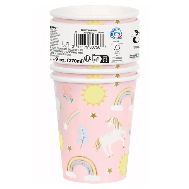 Gobelets Licorne en papier 266ml 8pcs