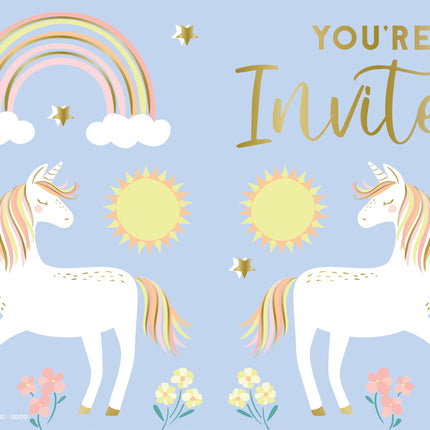 Invitations licornes délicates, 8ct