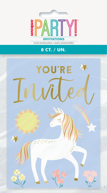Invitations licornes délicates, 8ct