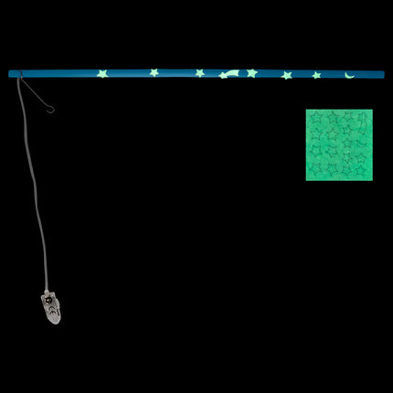 Bâton de lanterne avec lumière LED bleu avec autocollants phosphorescents bois 40cm