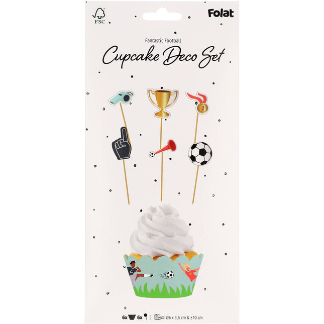 Garnitures de cupcake de football 6pcs