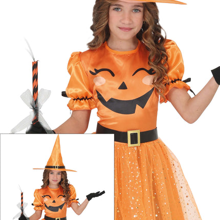 Robe d'Halloween orange pour enfant, style sorcière