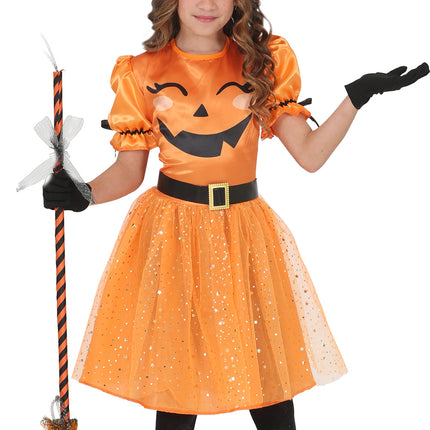 Robe d'Halloween orange pour enfant, style sorcière