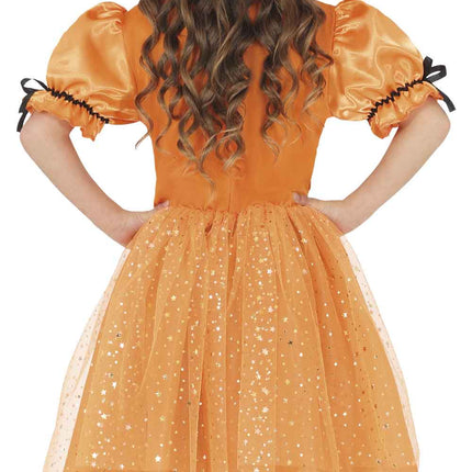 Robe d'Halloween orange pour enfant, style sorcière