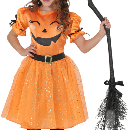 Robe d'Halloween orange pour enfant, style sorcière