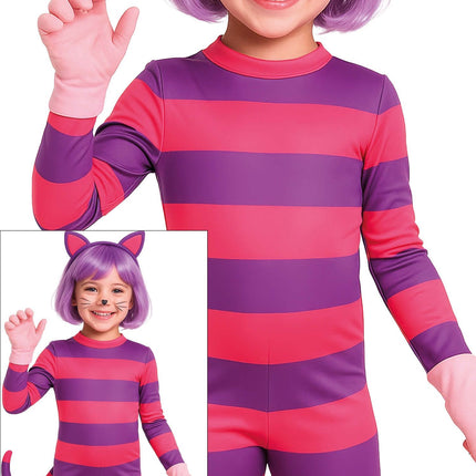 Costume d'Halloween violet et rose pour enfant : chat qui rit