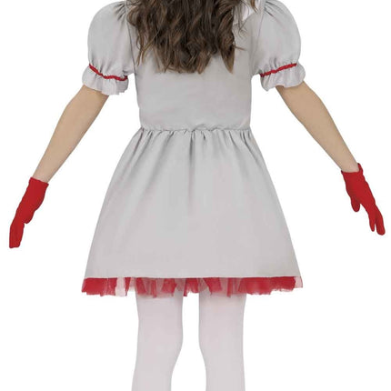 Robe d'Halloween blanche pour enfant, style vintage, motif clown