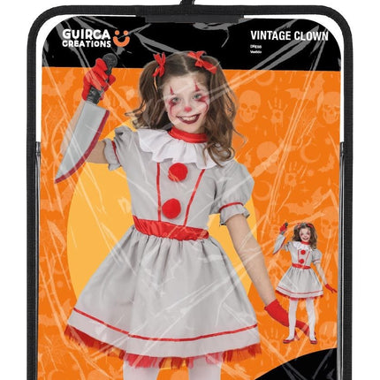 Robe d'Halloween blanche pour enfant, style vintage, motif clown