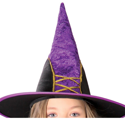 Costume d'Halloween de sorcière enfant en velours
