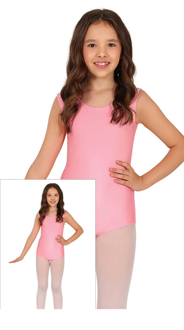 Combinaison de gymnastique rose sans manches pour fille