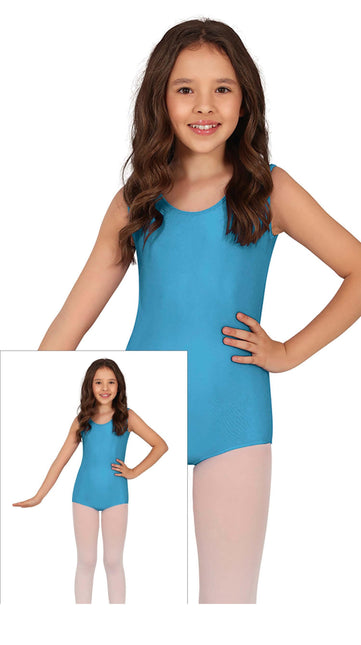 Combinaison de gymnastique sans manches fille turquoise