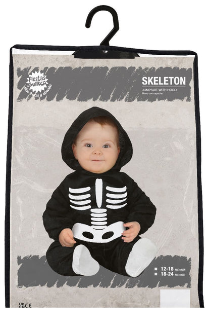 Costume d'Halloween squelette bébé noir et blanc