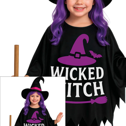 Poncho d'Halloween pour enfant « Sorcière »