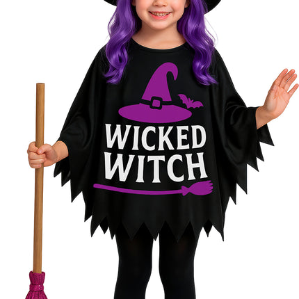 Poncho d'Halloween pour enfant « Sorcière »