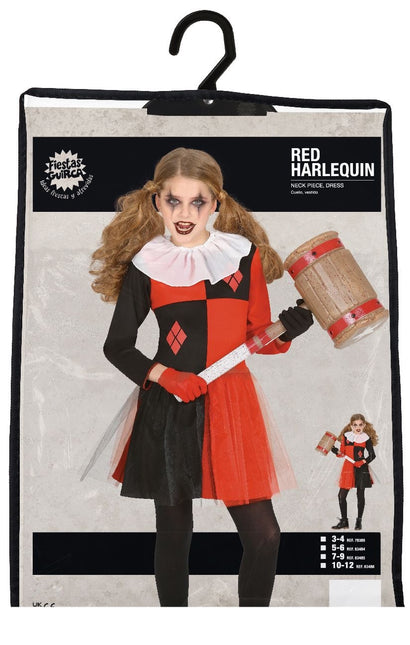 Costume d'Halloween Harlequin enfant noir et rouge