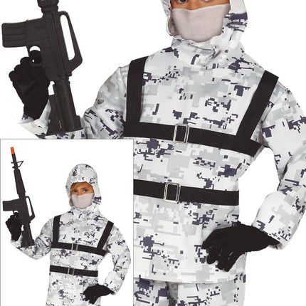 Costume de soldat enfant blanc gris