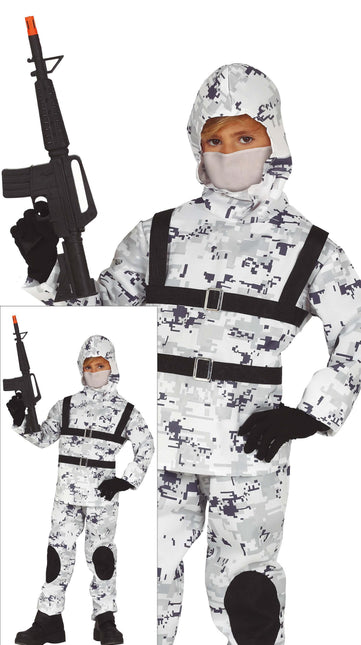 Costume de soldat enfant blanc gris