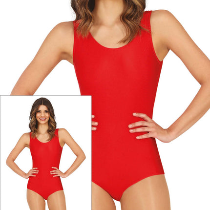 Justaucorps sans manches rouge pour femmes