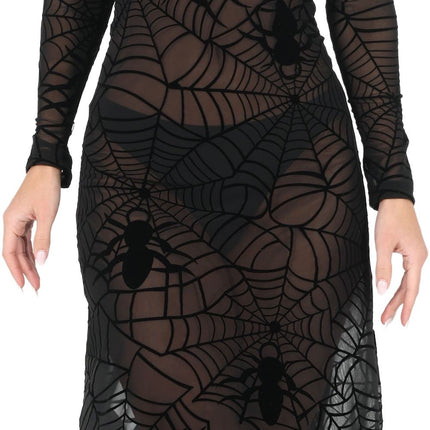 Robe d'Halloween noire pour femme, style gothique, en dentelle