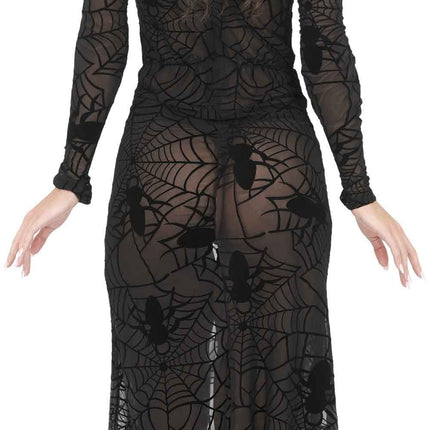 Robe d'Halloween noire pour femme, style gothique, en dentelle