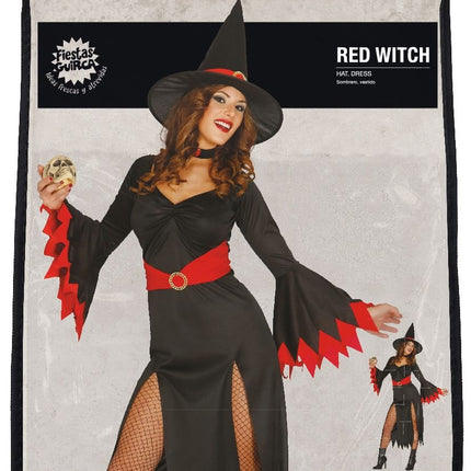 Costume d'Halloween Femme Sorcière Rouge