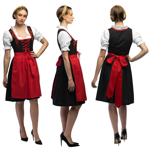 Robe Dirndl rouge Oktoberfest Frau Fischer