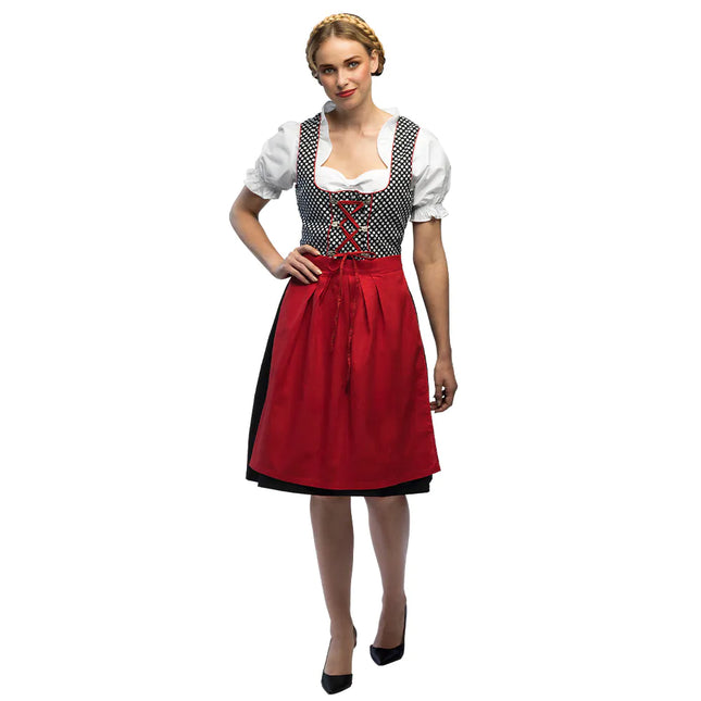 Robe Dirndl Rouge Oktoberfest Gris Frau
