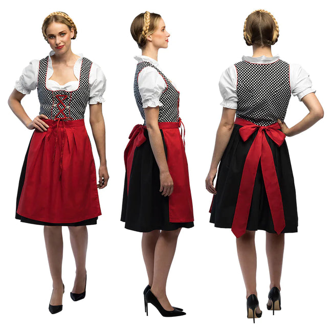 Robe Dirndl Rouge Oktoberfest Gris Frau