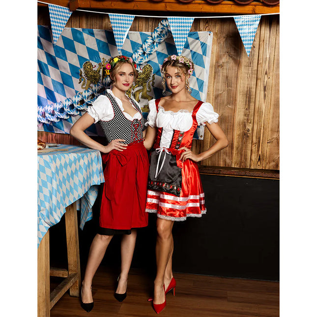 Robe Dirndl Rouge Oktoberfest Gris Frau