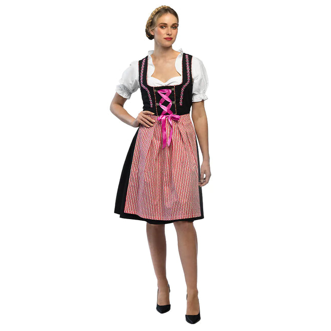 Rouge Noir Robe Dirndl Oktoberfest Dames