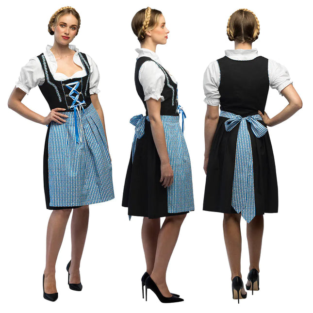 Noir Bleu Robe Dirndl Oktoberfest Dames