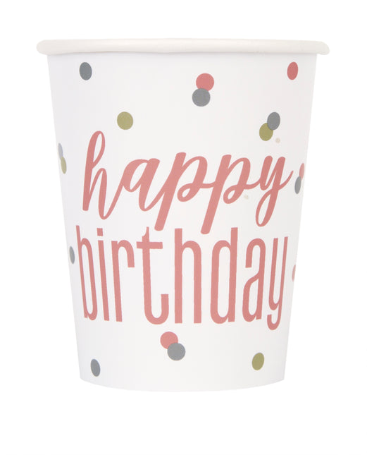 Birthday Glitz Rose Gold 9oz Paper Cups, 8ct