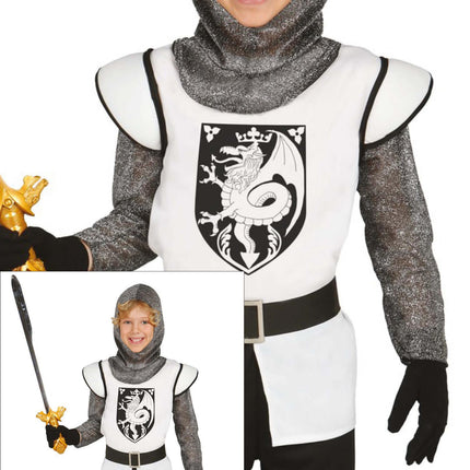Costume de chevalier médiéval enfant argent