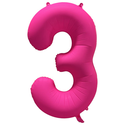 3 Year Figure Balloon Neon Pink Empty 86cm