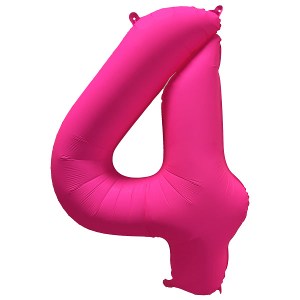 4 Year Figure Balloon Neon Pink Empty 86cm
