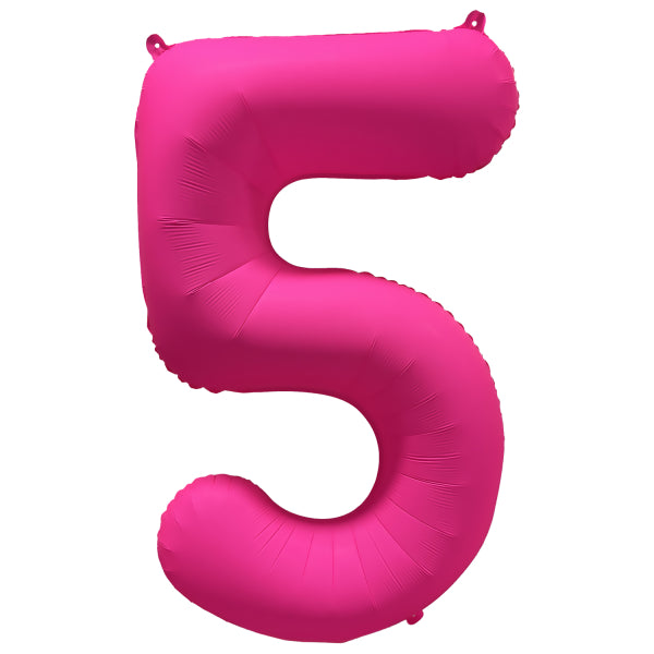 5 Year Figure Balloon Neon Pink Empty 86cm