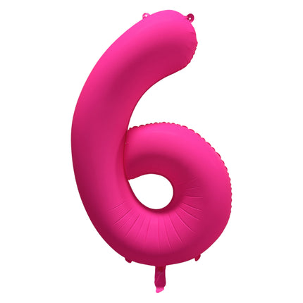 6 Year Figure Balloon Neon Pink Empty 86cm