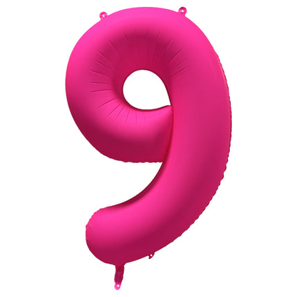 9 Year Figure Balloon Neon Pink Empty 86cm