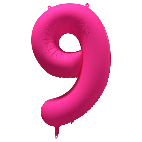 9 Year Figure Balloon Neon Pink Empty 86cm