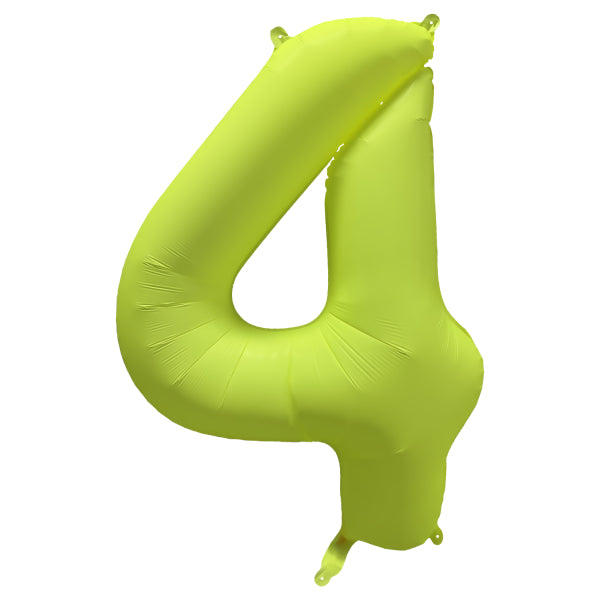 4 Year Figure Balloon Neon Yellow Empty 86cm