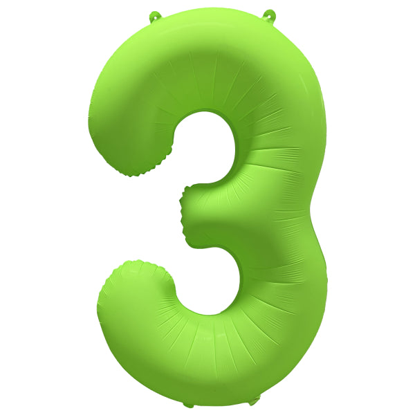 3 Year Figure Balloon Neon Green Empty 86cm