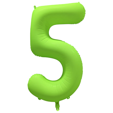 5 Year Figure Balloon Neon Green Empty 86cm